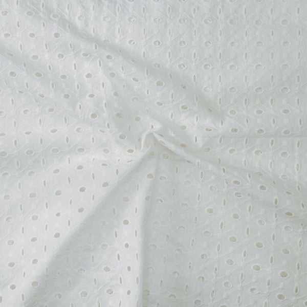 ( Width 56 Inches ) Pure Cotton Hakoba White Intricate Design Fabric