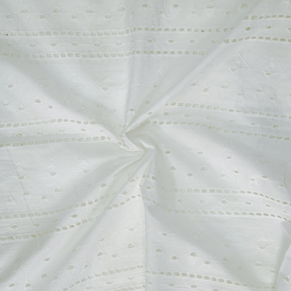 ( Width 56 Inches ) Pure Cotton Hakoba Border White Fabric