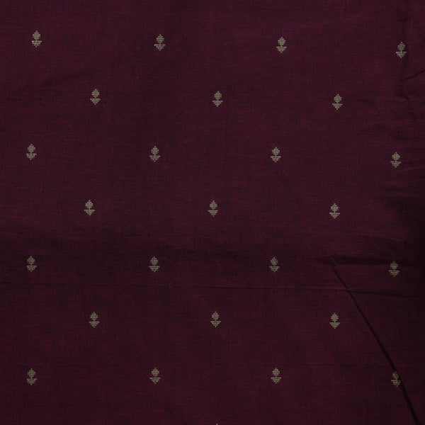 Pure South Cotton Purple With Craem Flower Buds Handwoven Motifs Fabric