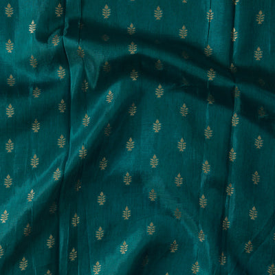 Dark Green Brocade With Golden Zari Tiny Plus Woven Fabric