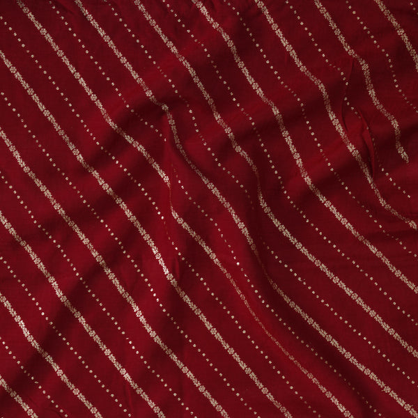 Dola Silk Royal Maroon With Golden Zari Horizontal Stripes Hand Woven Fabric