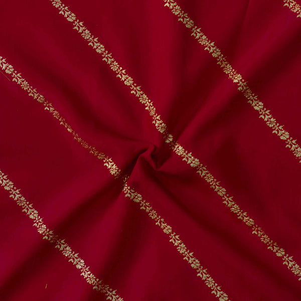 ( Pre-Cut 2.20 Meter ) Dola Silk Royal Red With Diagonal Zari Stripes Woven Fabric