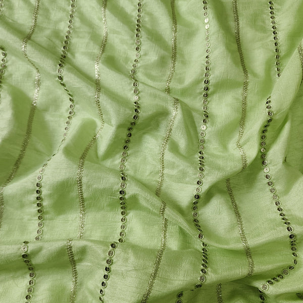 Dola Silk Squence Mint Green Fabric