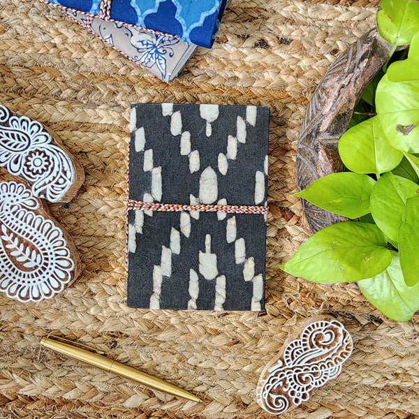 Handmade Upcycled Vanaspati Black With White Bahi Diary