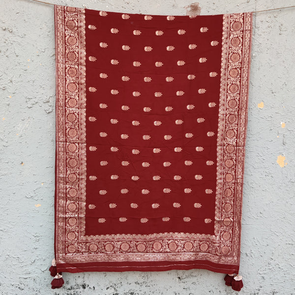 BANARASI BROCADE- Maroon  Banarasi Brocade Dupatta