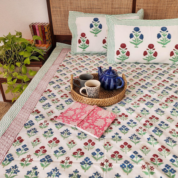 ITWAAR - Pure Cotton Hand Block Printed Jaipuri Bedsheet