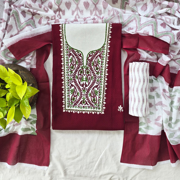 KASTURI - Pure Cotton Embroidered Yoke Suit Piece