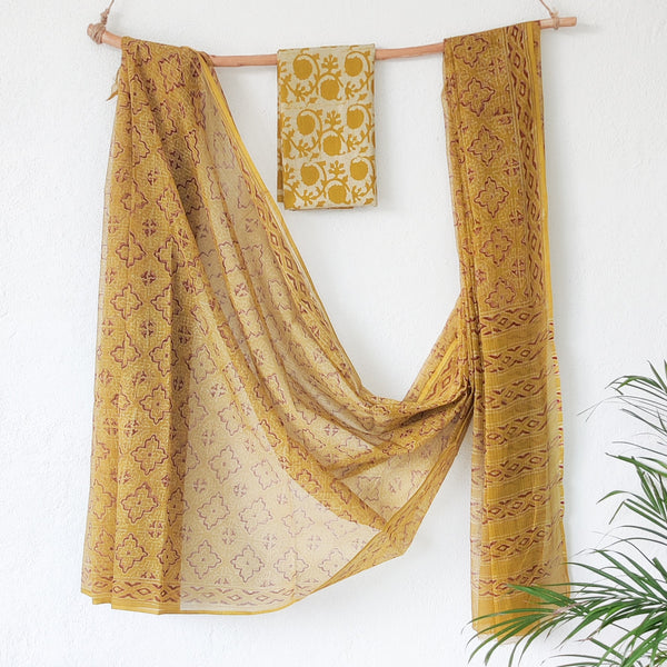 KOTA DORI-Mustard With Brown Design Saree