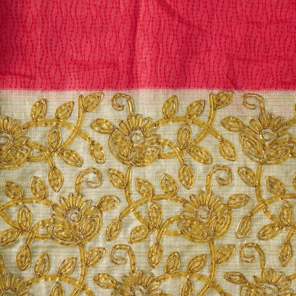 Cotton Silk Kota With Gold Gota Border Peach