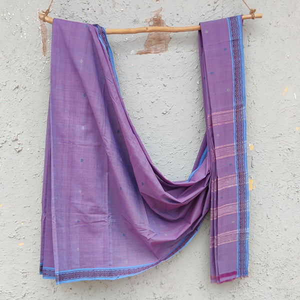 MALKHA-Handloom Purple And Light Blue Saree