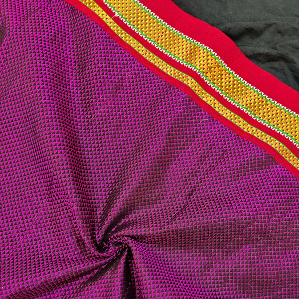 Pre-cut 2 meter Magenta Dual Shade Traditional Maharashtrian Khan Cotton Silk Fabric