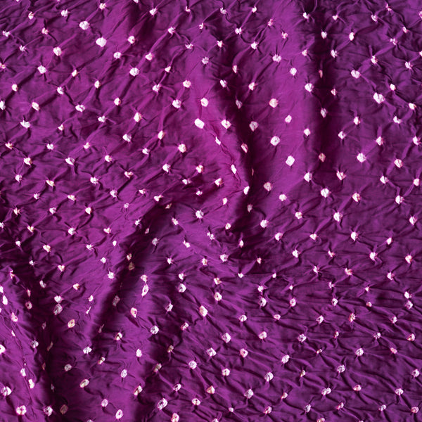 Modal Silk Teal Purple With White Bandhani  Fabric