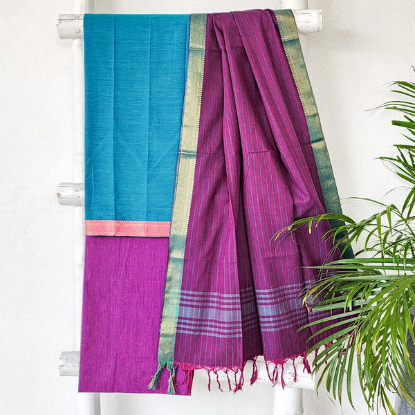 NAYANTARA - Pure South Cotton Handloom Sets Blue Purple