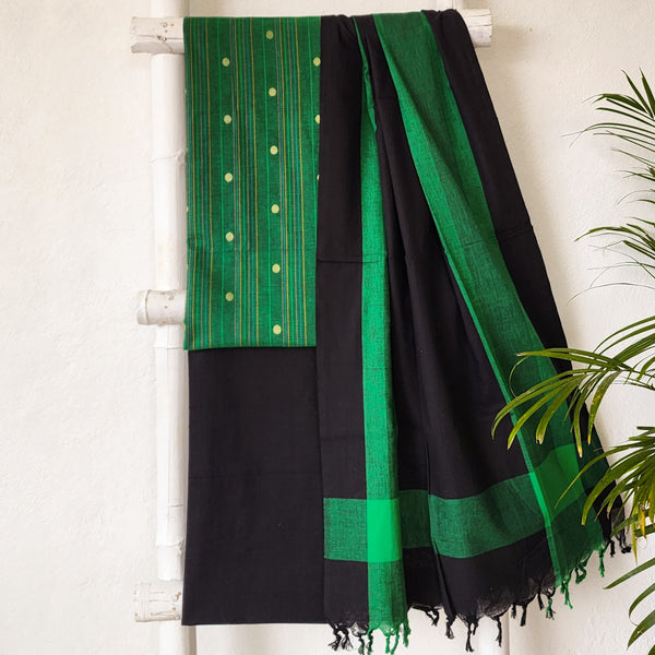 NAYANTARA - Pure South Cotton Handloom Sets Dark Green Black