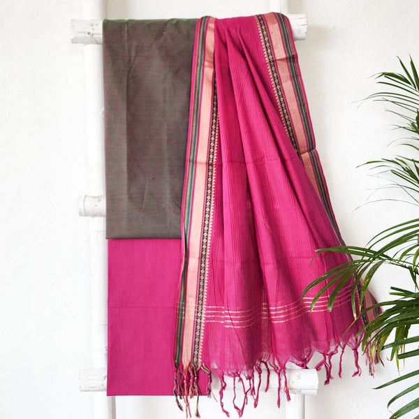 NAYANTARA - Pure South Cotton Handloom Sets Pink And Durangi