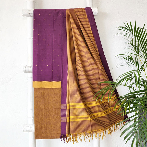 NAYANTARA - Pure South Cotton Handloom Sets Purple Mustard