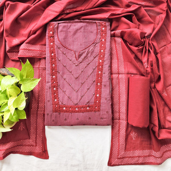 OFFICE OFFICE - Simple Handlom Office Wear Set Maroon