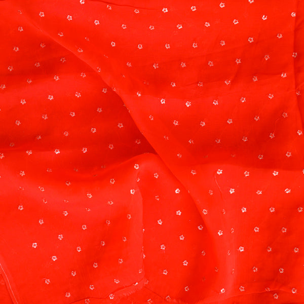 Organza Dark Red Butti Work Fabric