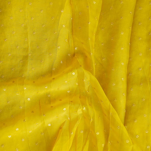 Organza Dark Yellow Butti Work Fabric