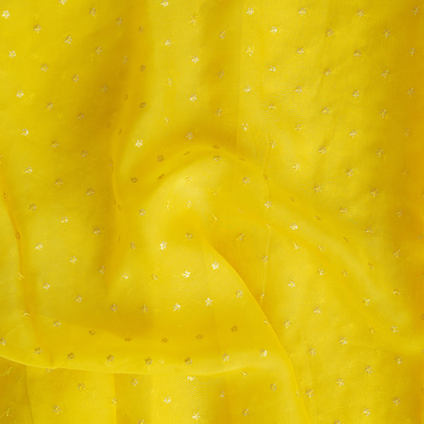 Organza Yellow Butti Work Fabric