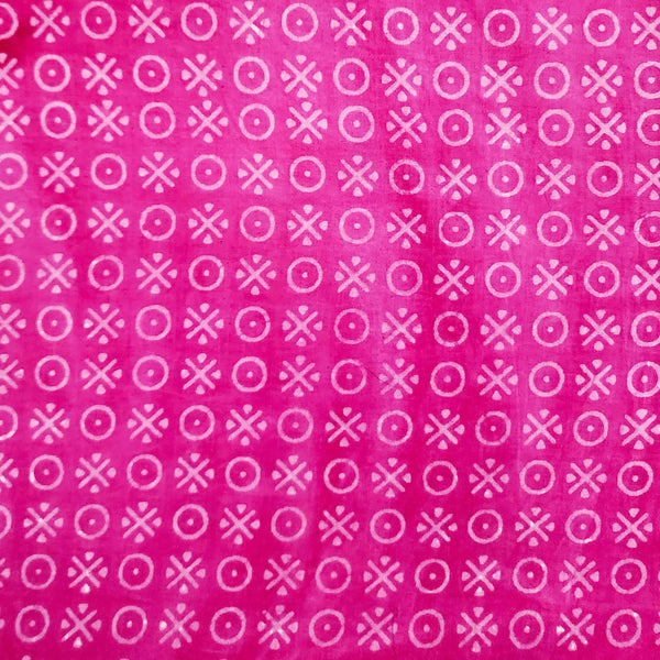 PRE-CUT 1.30 METER Pure Cotton Dabu Pink With Cream Simple Motifs Hand Block Print Fabric