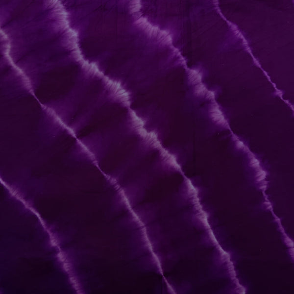 PRE-CUT 1.30 METER Pure Cotton Shibori Purple With White Slant Lines Tie And Dye Hand Dyed Fabric