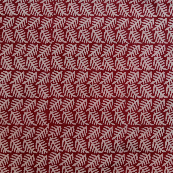 PRE-CUT 1.35 METER Pure Cotton Dabu Bagru Rust With Leaves Hand Block Print Fabric