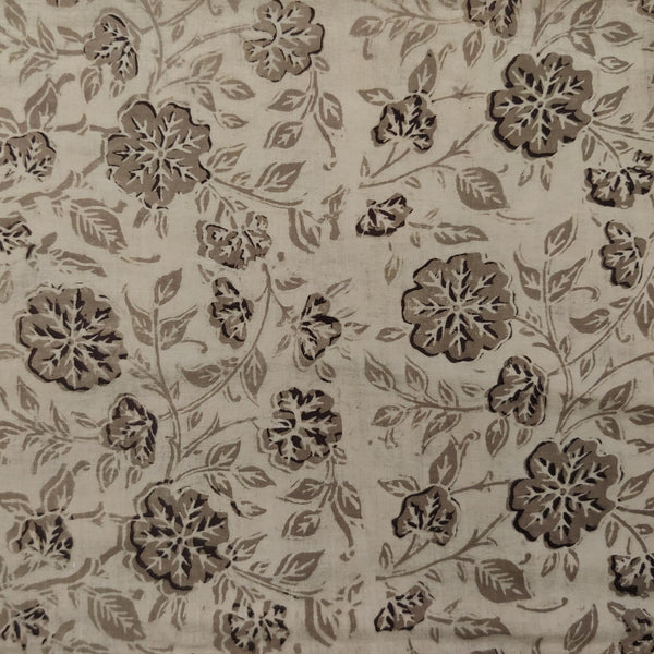 PRE-CUT 1.40 METER Pure Cotton Vanaspati Coffee Brown  Jaal Hand Block Print Fabric