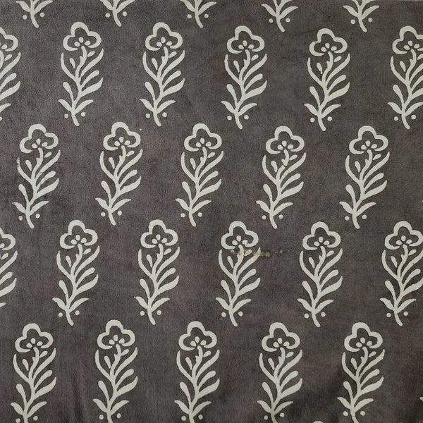 ( PRE-CUT 2.15 METER ) Pure Cotton Kashish With Flower Motif Hand Block Print Fabric