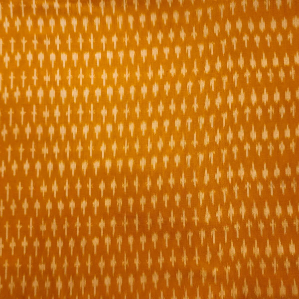 ( PRE - CUT 2.35 METER ) Pure Cotton Mercerised Mustard  With Cream Small Plus Motif Woven Fabric