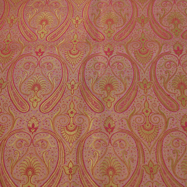 ( PRE-CUT 95 CM ) Banarasi Brocade Baby Pink With All Over Zari Pattern Woven Fabric