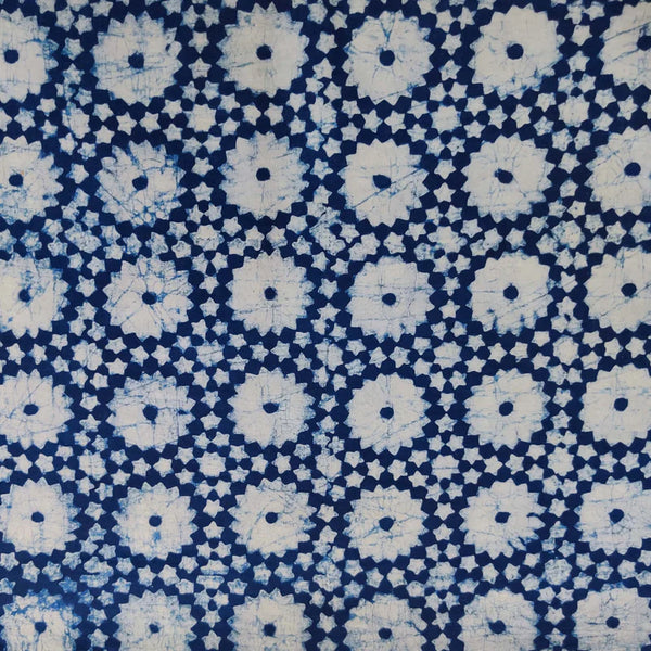 ( PRE0-CUT 1.15 METER )  Pure Cotton Special Akola In With Light Indigo All Over Chakra Hand Block Print Fabric