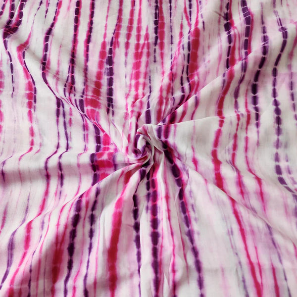 ( PRE-CUT 1.25 METER ) Modal Cotton Shibori Dark Purple With Pink Die And Dye Fabric