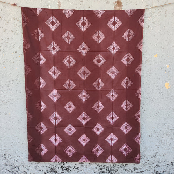 ( Pre-Cut 2.60 Meter )Pin Shibori Dark Maroon With White Diamond  Intricate Design Tie And Dye Fabric