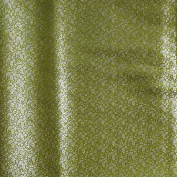 Pure Banarasi Brocade Green With Goldenish Zari Tiny Kairi Jaal Fabric