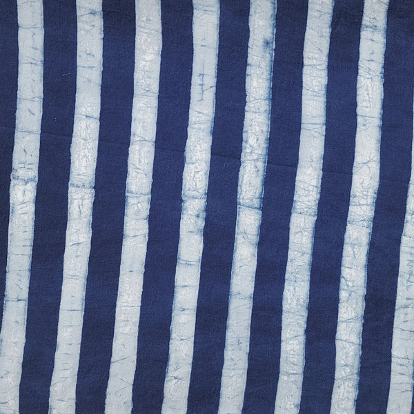 Pure Cotton Akola Indigo Fat Stripes Hand Block Print Fabric