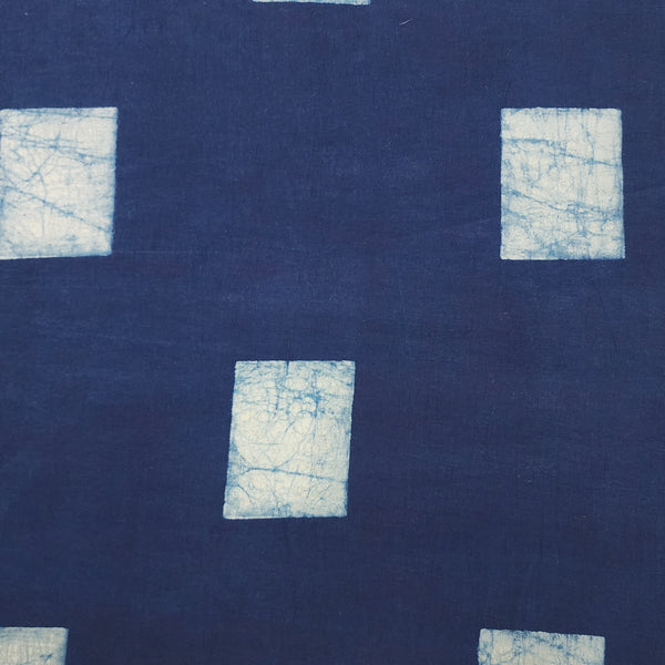 Pre-Cut (0.95 Meter )Pure Cotton Akola Indigo Square Hand Block Print Fabric