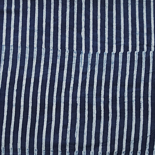 Pure Cotton Akola Indigo Stripes Hand Block Print Fabric