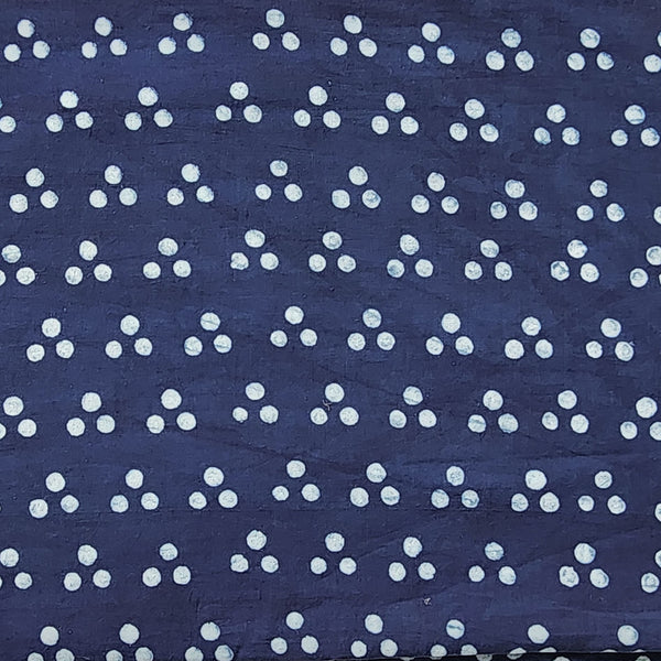 Pure Cotton Akola Indigo Triangle Dots Hand Block Print Fabric