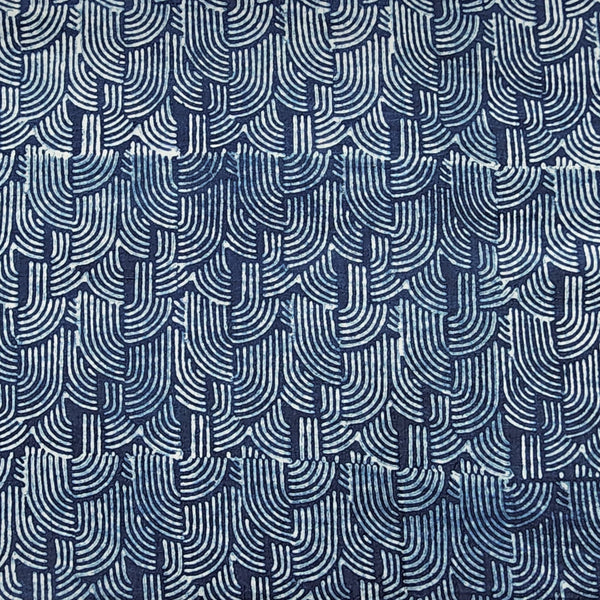 Pure Cotton Akola Indigo White Geometrical Design Hand Block Print Fabric