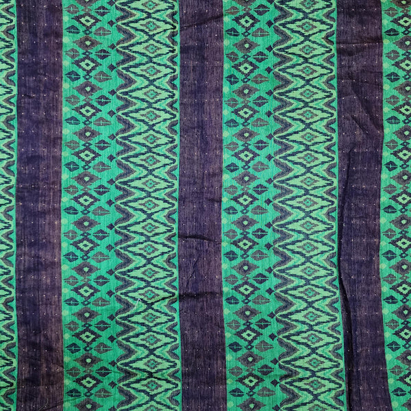 ( Pre-Cut 1.30 Meter ) Pure Cotton Cotton Silk With Blue With Ink Blue Border With Intricate Design Hand Woven Fabric