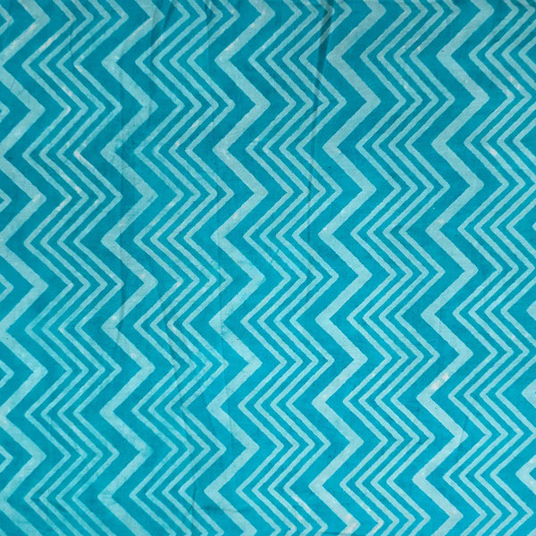 Pre-Cut 0.80 Meter Pure Cotton Dabu Blue With White Zig-Zag Hand Block Print Fabric