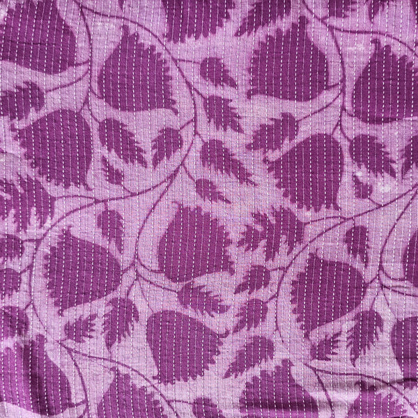 Pure Cotton Dabu Katha Purple Flower Jaal Hand Block Print Fabric