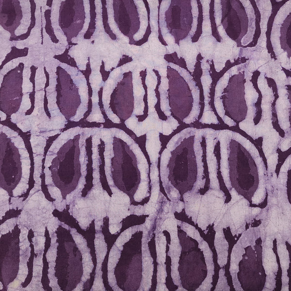 ( Pre-Cut 1.85 Meter ) Pure Cotton Dabu Purple With Kairi Jaal Hand Block Print Fabric