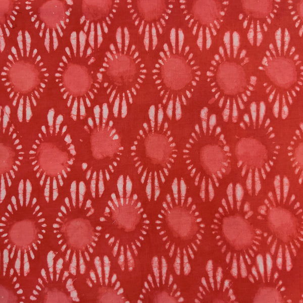 ( Pre-Cut 1 Meter ) Pure Cotton Dabu Rust Orange With Ceam All Over Motifs Hand Block Print Fabric