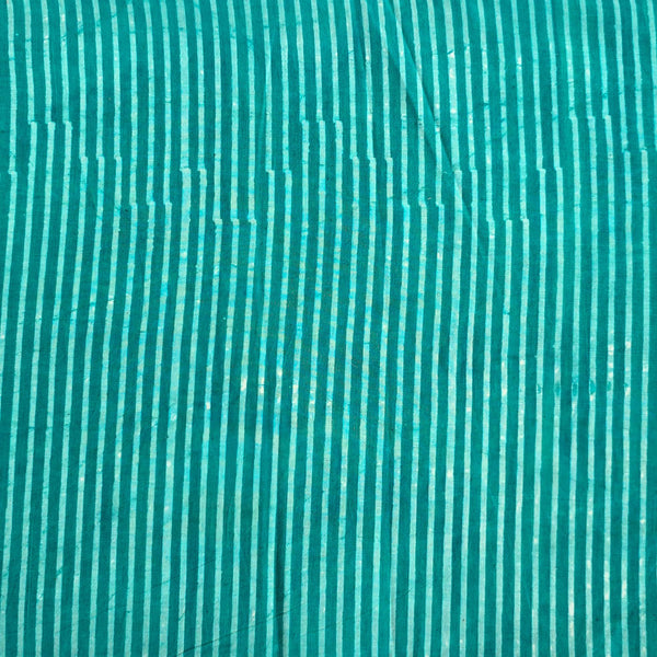 Pure Cotton Dabu Teal Blue With White Stripes Hand Block Print Fabric