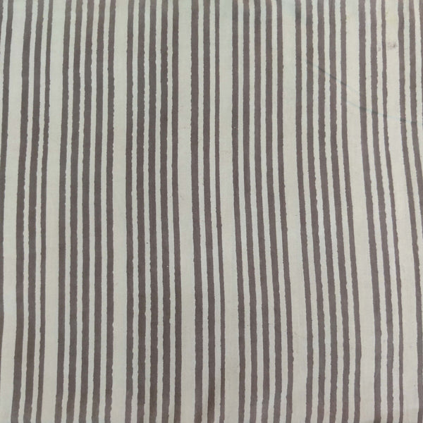 Pre Cut (0.90 Meter) Pure Cotton Kashish Witth Grey Uneven Lines Hand Block Print Fabric