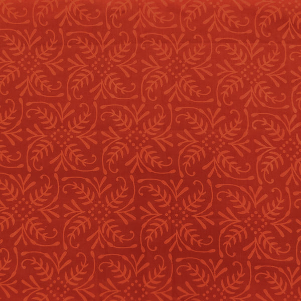 ( Pre-Cut 2.35 Meter ) Pure Cotton Discharge Print Shades Of Orange All Over Pattern Hand Block Print Fabric