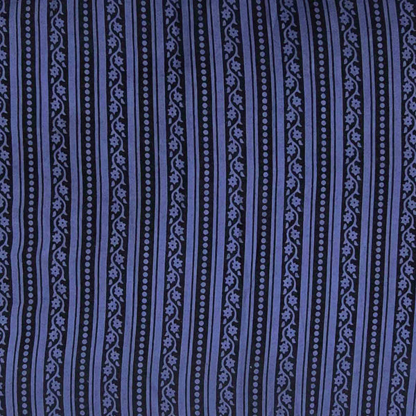 Pure Cotton Dabu Blue With Black Border Hand Block Print Fabric