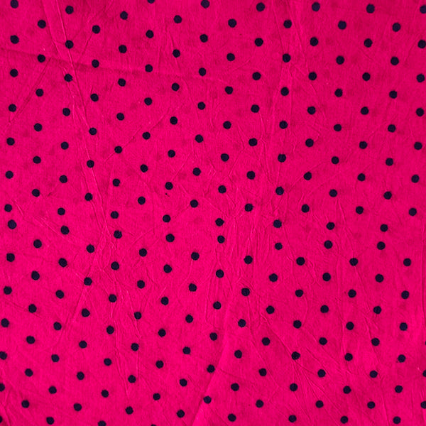 Pure Cotton Gamthi Pink With Blue Dots Hand Block Print Fabric